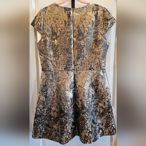 Vince Camuto Metallic Gold and Black Midi Dress - Picture 2 of 4